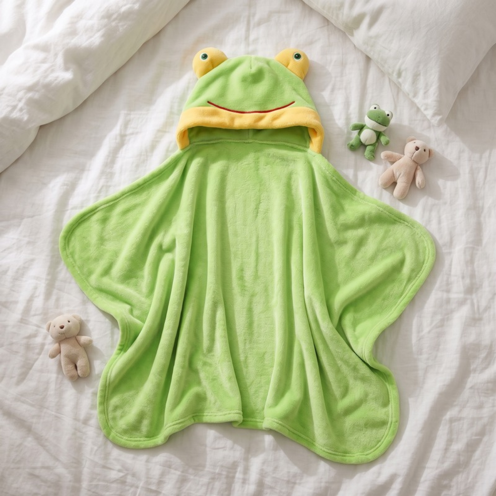 Lilo Flannel Hooded Cloak - Green Frog