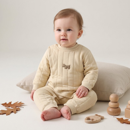 Lilo Air Layer Padded Baby Romper - Pale Butter Yellow