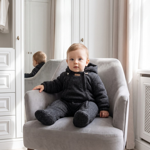 Lilo Wool Blend Padded Romper - Charcoal