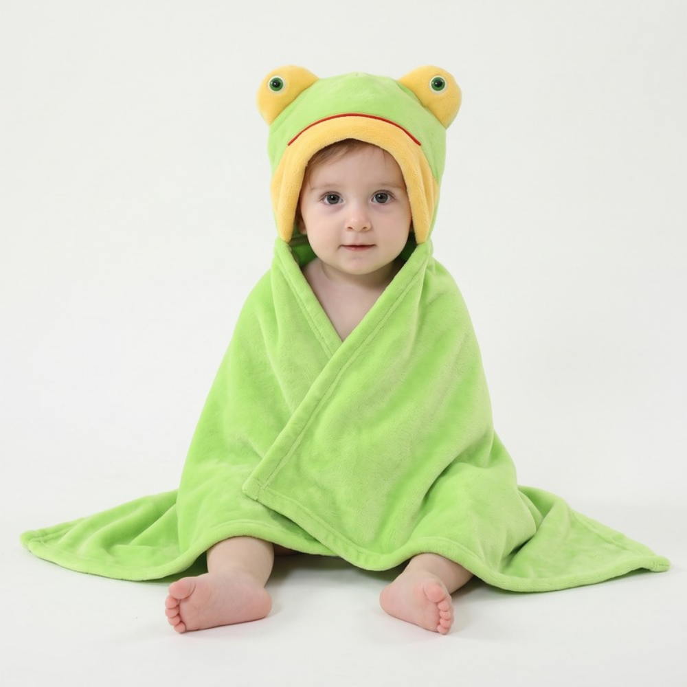 Lilo Flannel Hooded Cloak - Green Frog