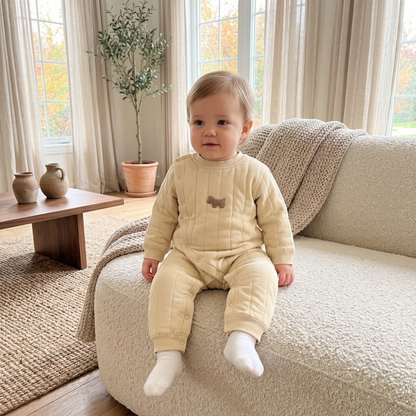 Lilo Air Layer Padded Baby Romper - Pale Butter Yellow