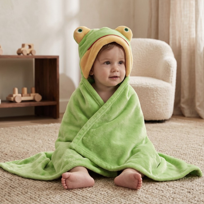 Lilo Flannel Hooded Cloak - Green Frog