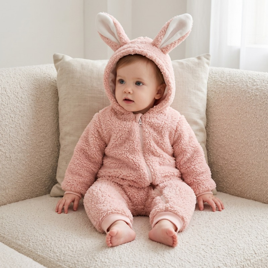 Lilo Bunny Ear Hooded Baby Snowsuit - Pink