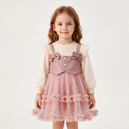 Lilo Faux Leather Tulle Dress - Pink