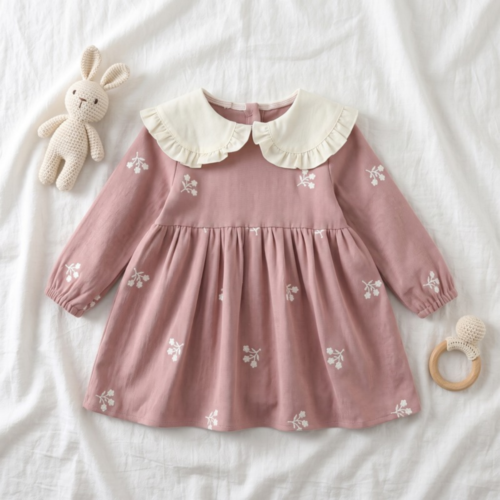 Lilo Embroidered Collar Princess Dress - Pink