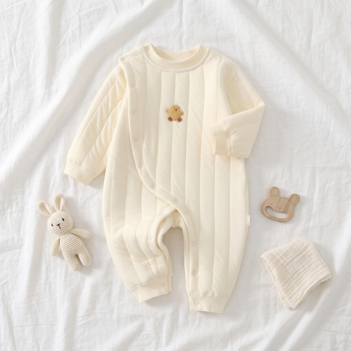Lilo Air Layer Padded Baby Romper - Cream