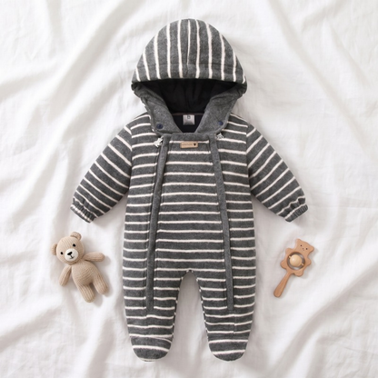 Lilo Wool Blend Padded Romper - Grey Stripe