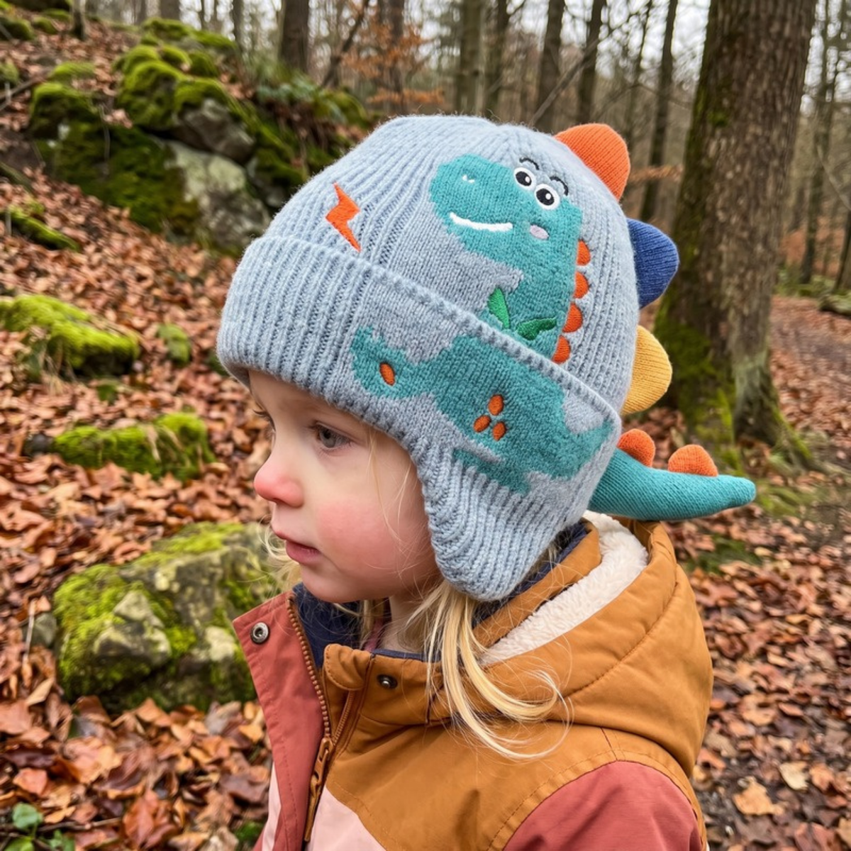 Lilo Dinosaur Knit Ear Flap Hat - Sky Blue