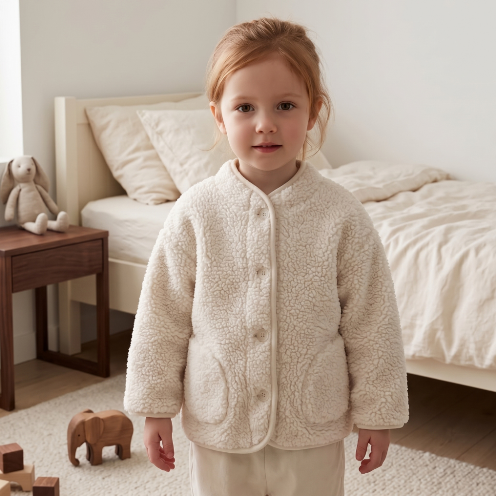 Lilo Lamb Wool Fleece Jacket - White