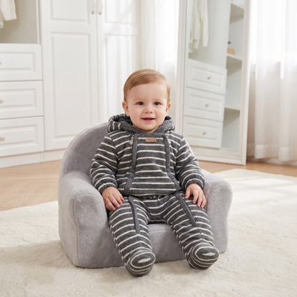 Lilo Wool Blend Padded Romper - Grey Stripe