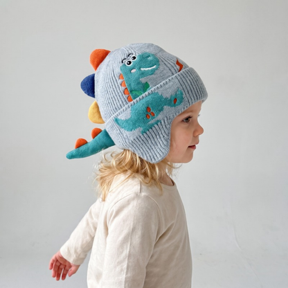 Lilo Dinosaur Knit Ear Flap Hat - Sky Blue