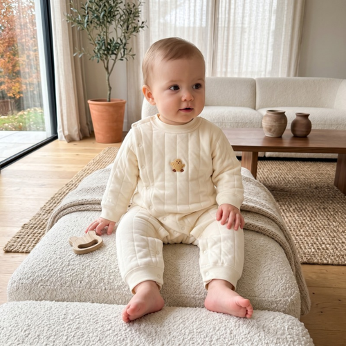 Lilo Air Layer Padded Baby Romper - Cream