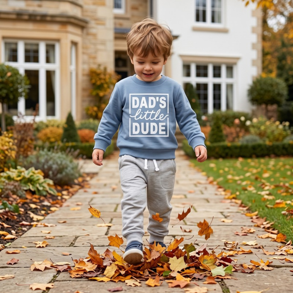 Lilo Letter Print Sweatshirt Set - Blue Dad's Little Dude