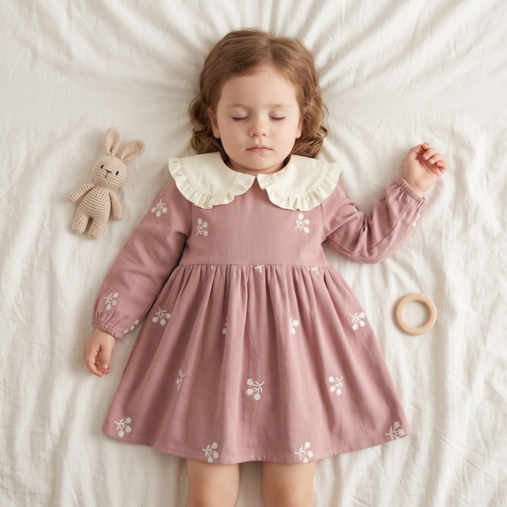 Lilo Embroidered Collar Princess Dress - Pink