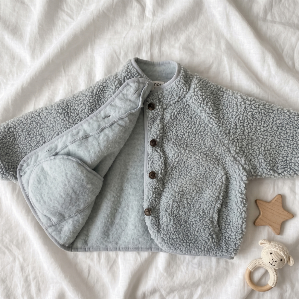 Lilo Lamb Wool Fleece Jacket - Dove Blue