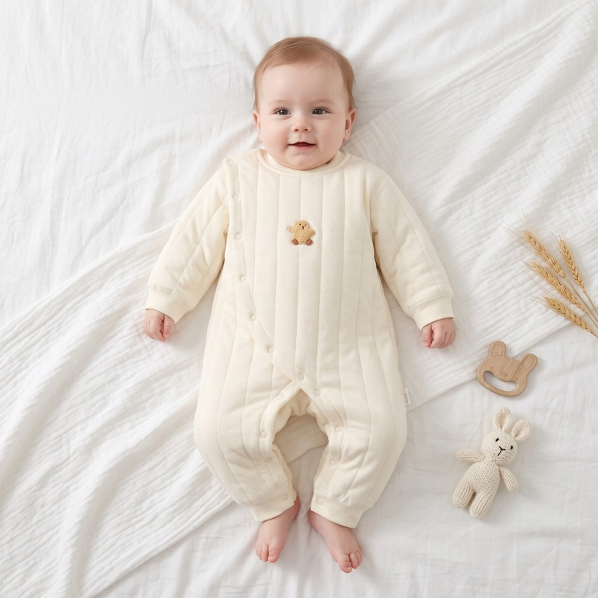 Lilo Air Layer Padded Baby Romper - Cream