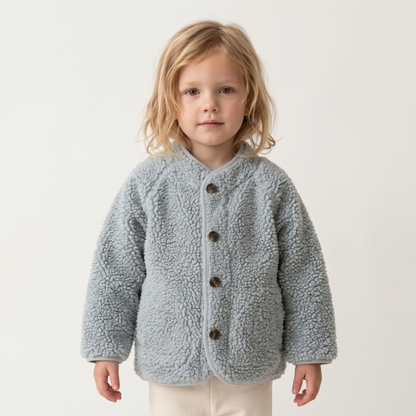 Lilo Lamb Wool Fleece Jacket - Dove Blue