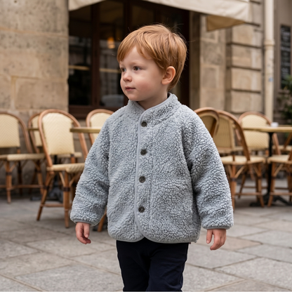 Lilo Lamb Wool Fleece Jacket - Dove Blue