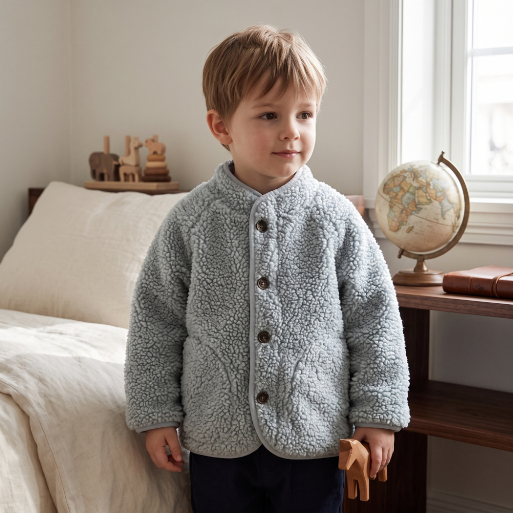 Lilo Lamb Wool Fleece Jacket - Dove Blue