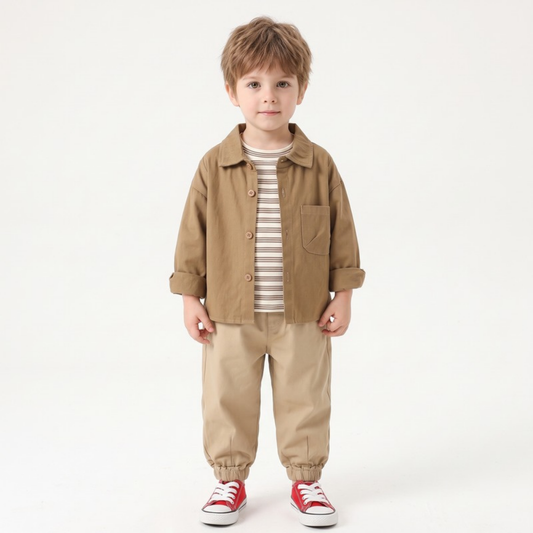 Lilo Shirt Three Piece Set - Brown