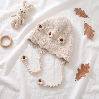 Lilo Floral Knit Baby Hat - Off White