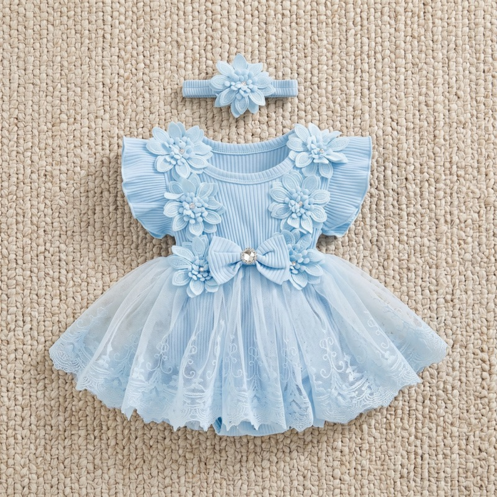 Lilo Cotton Baby Romper - Sky Blue