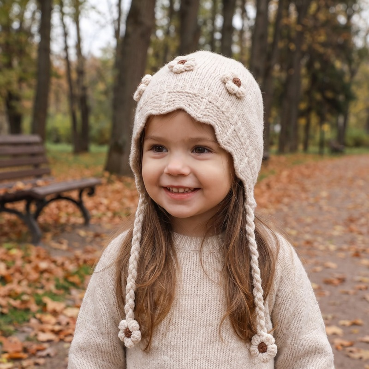 Lilo Floral Knit Baby Hat - Off White