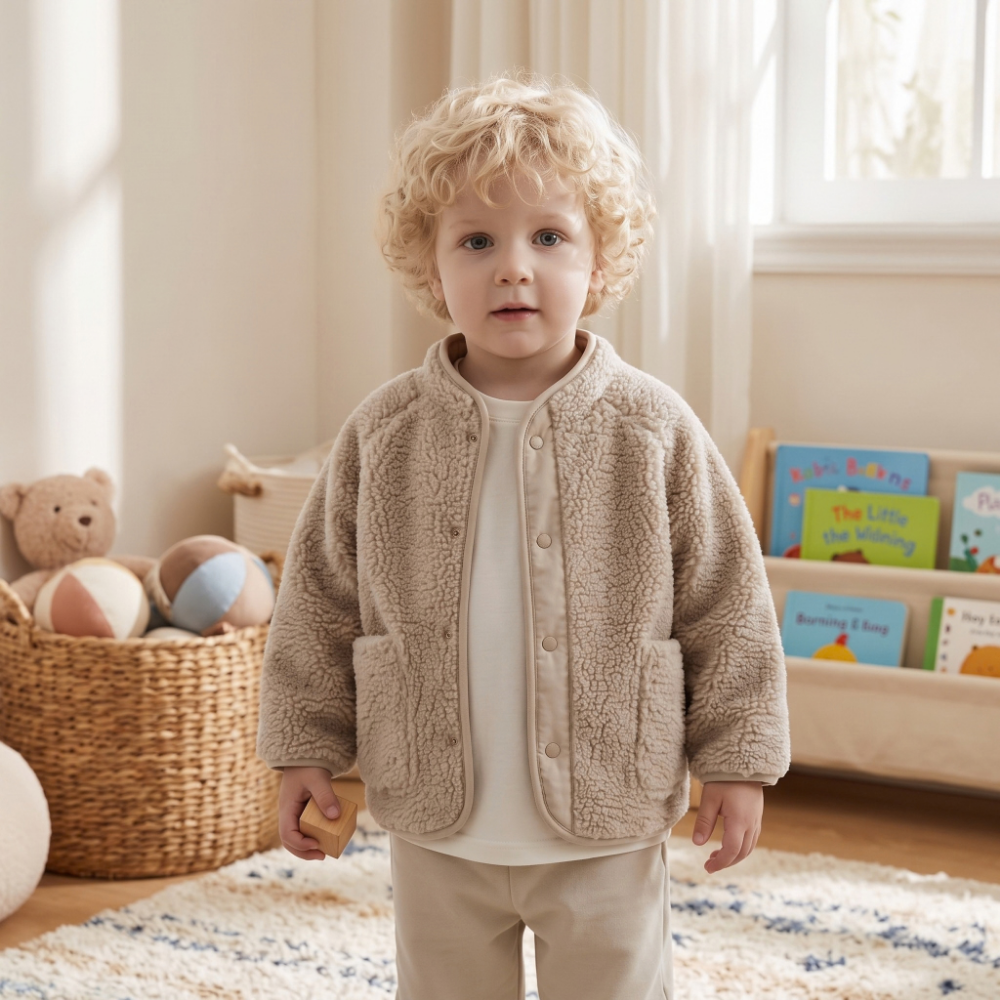 Lilo Lamb Wool Fleece Jacket - Khaki