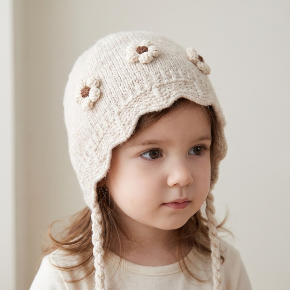 Lilo Floral Knit Baby Hat - Off White
