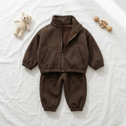 Lilo Zip Jacket and Pants Set - Coffee Brown