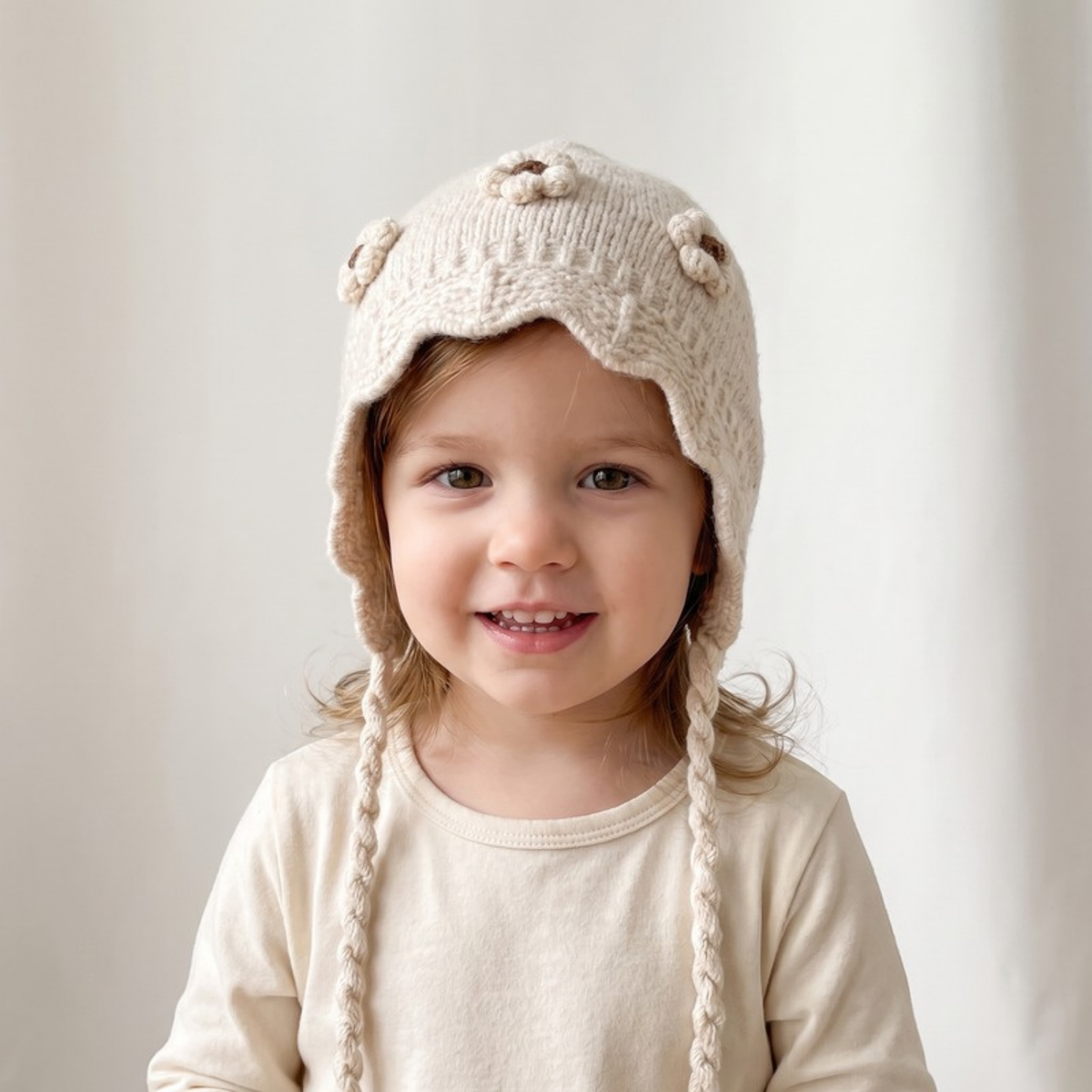 Lilo Floral Knit Baby Hat - Off White