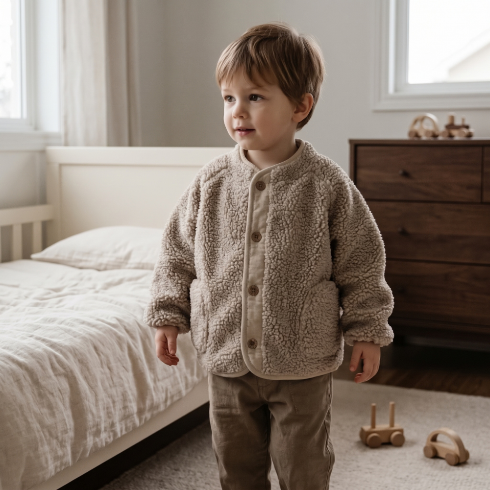 Lilo Lamb Wool Fleece Jacket - Khaki