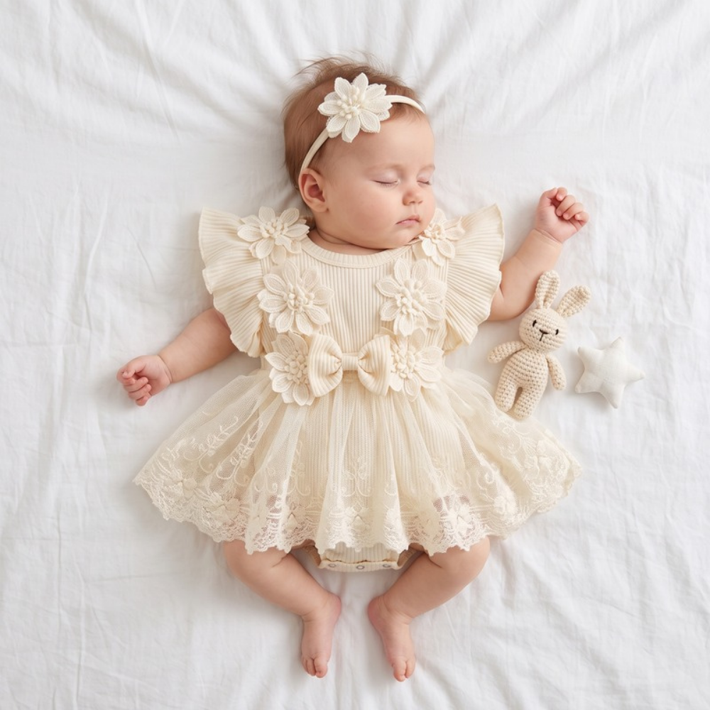 Lilo Cotton Baby Romper - Ivory