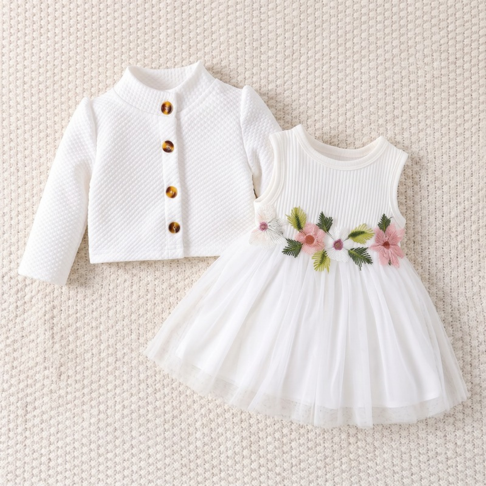 Lilo Mesh Dress and Jacket Set - White
