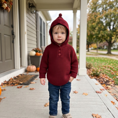Lilo Hooded Knit Pullover - Burgundy