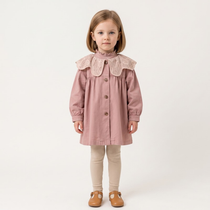 Lilo Lapel Mid Length Girls Trench Coat - Pink