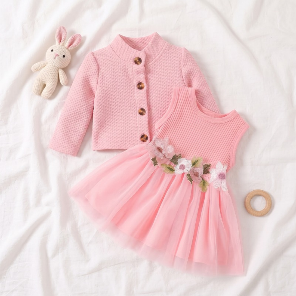 Lilo Mesh Dress and Jacket Set - Pink