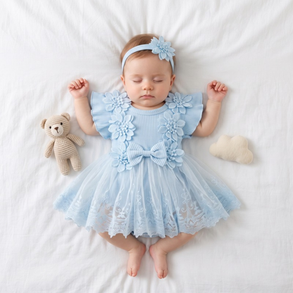 Lilo Cotton Baby Romper - Sky Blue