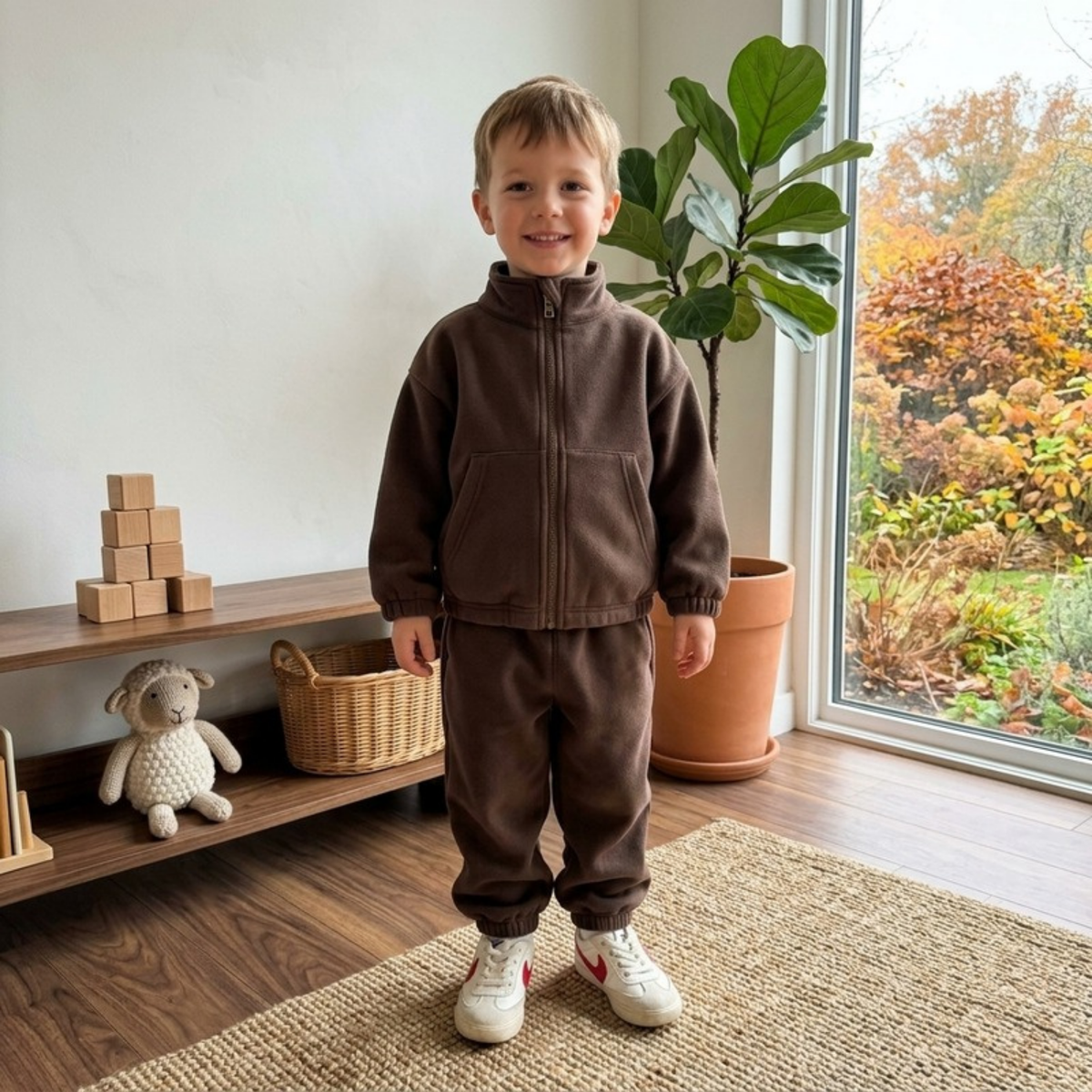 Lilo Zip Jacket and Pants Set - Coffee Brown