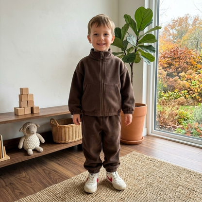 Lilo Zip Jacket and Pants Set - Coffee Brown