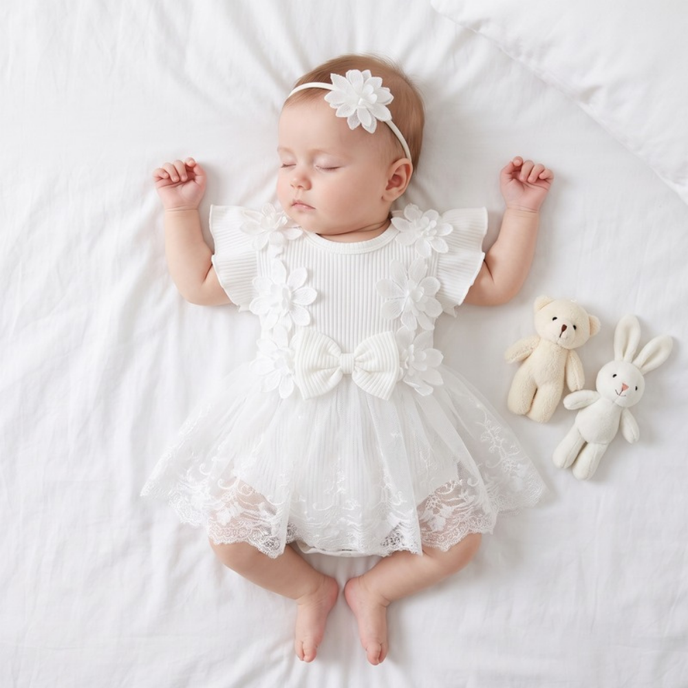 Lilo Cotton Baby Romper - White