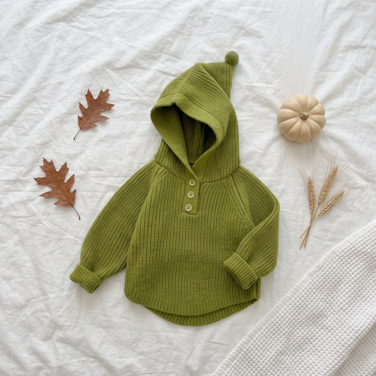 Lilo Hooded Knit Pullover - Olive Green