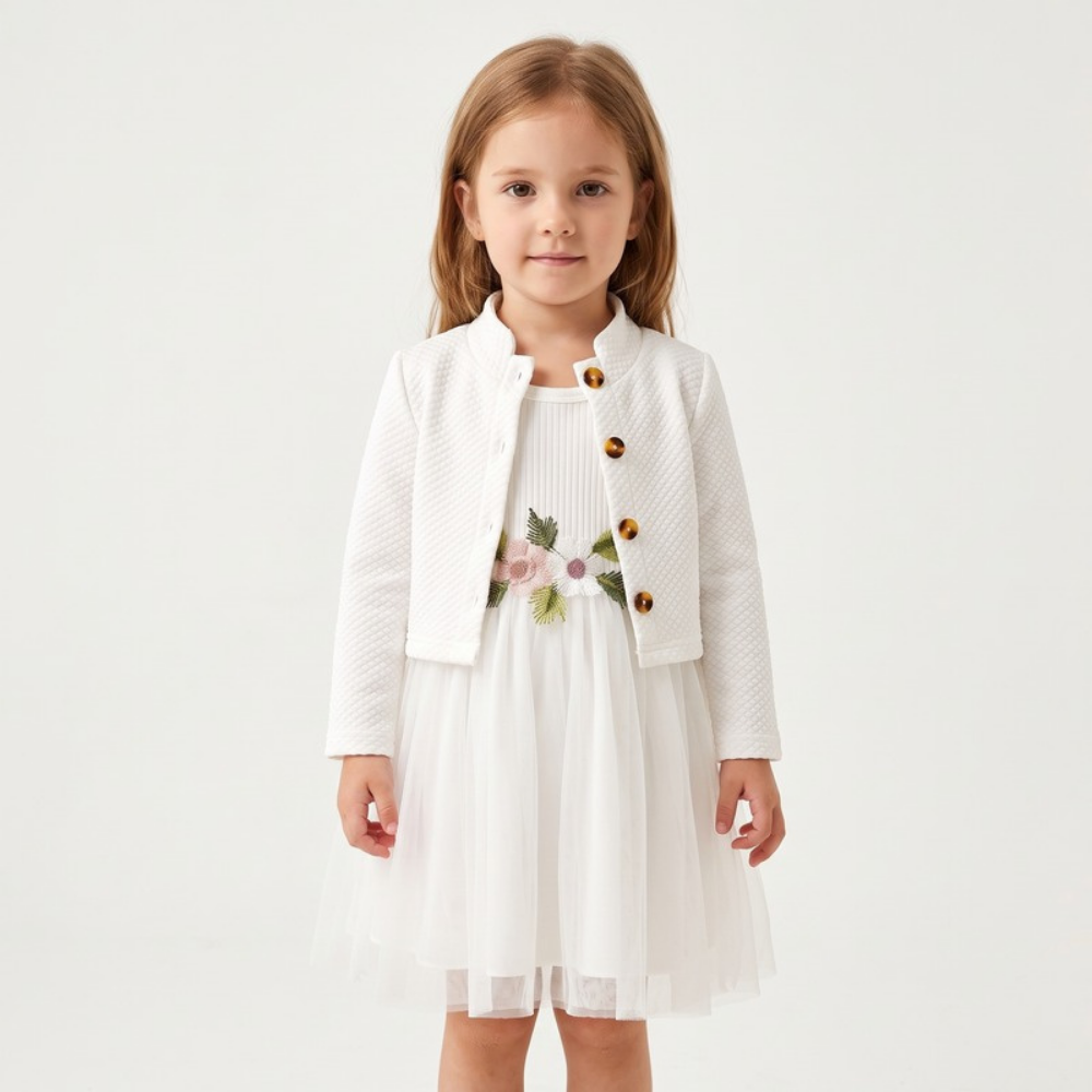 Lilo Mesh Dress and Jacket Set - White