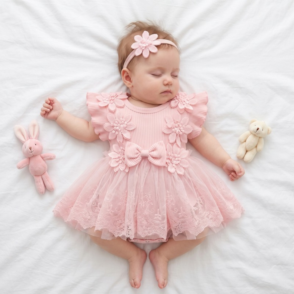 Lilo Cotton Baby Romper - Pink
