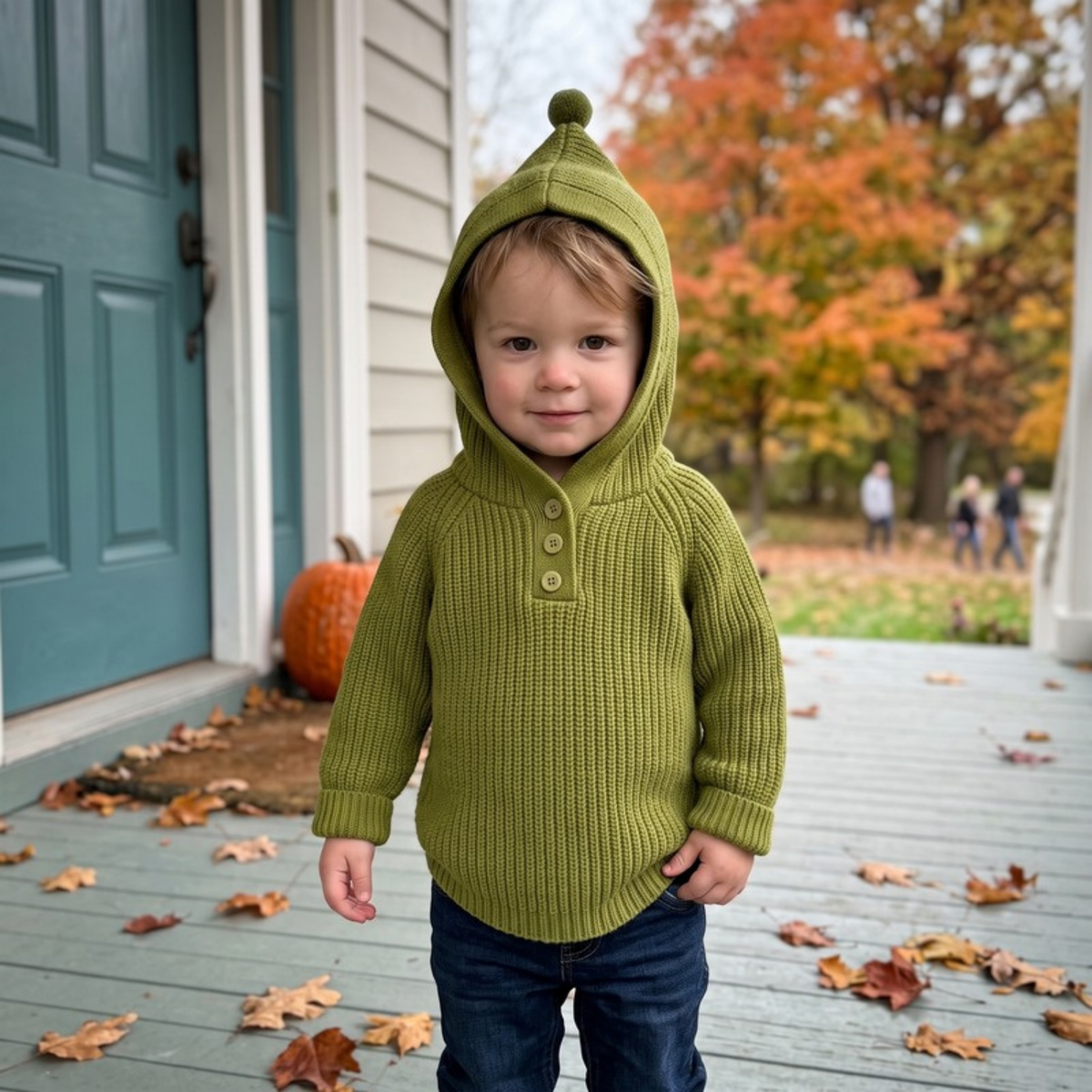 Lilo Hooded Knit Pullover - Olive Green