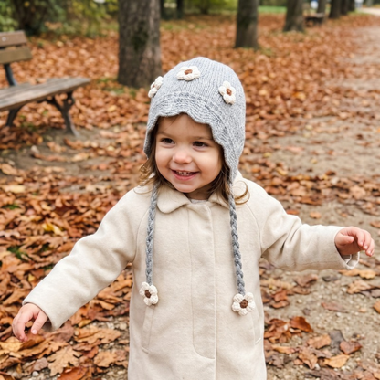 Lilo Floral Knit Baby Hat - Grey