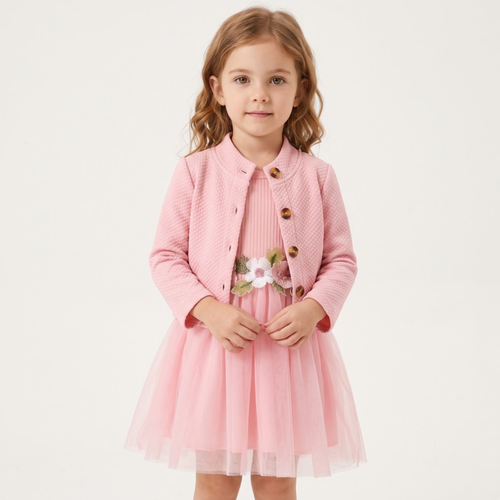Lilo Mesh Dress and Jacket Set - Pink