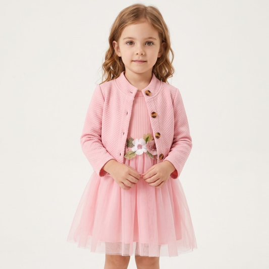 Lilo Mesh Dress and Jacket Set - Pink