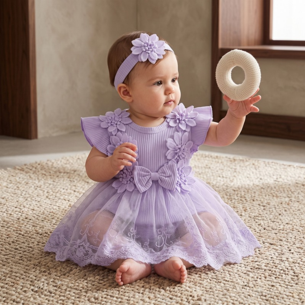 Lilo Cotton Baby Romper - Light Purple