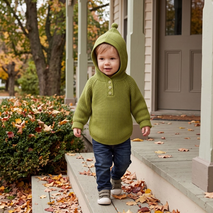 Lilo Hooded Knit Pullover - Olive Green